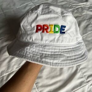 White Pride Embroidered Bucket Hat